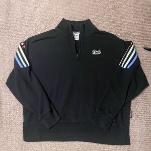 PINK Victoria's Secret Black Quarter-Zip Sweatshirt Size M